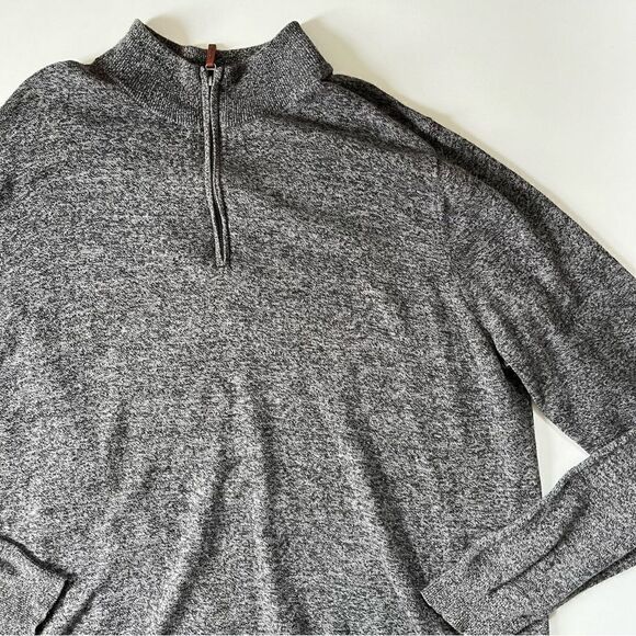 Nordstrom Men’s Shop Cotton Cashmere Heathered Quarter Zip - Picture 4 of 6